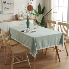 Decorative Tablecloth With Cute Pompoms -