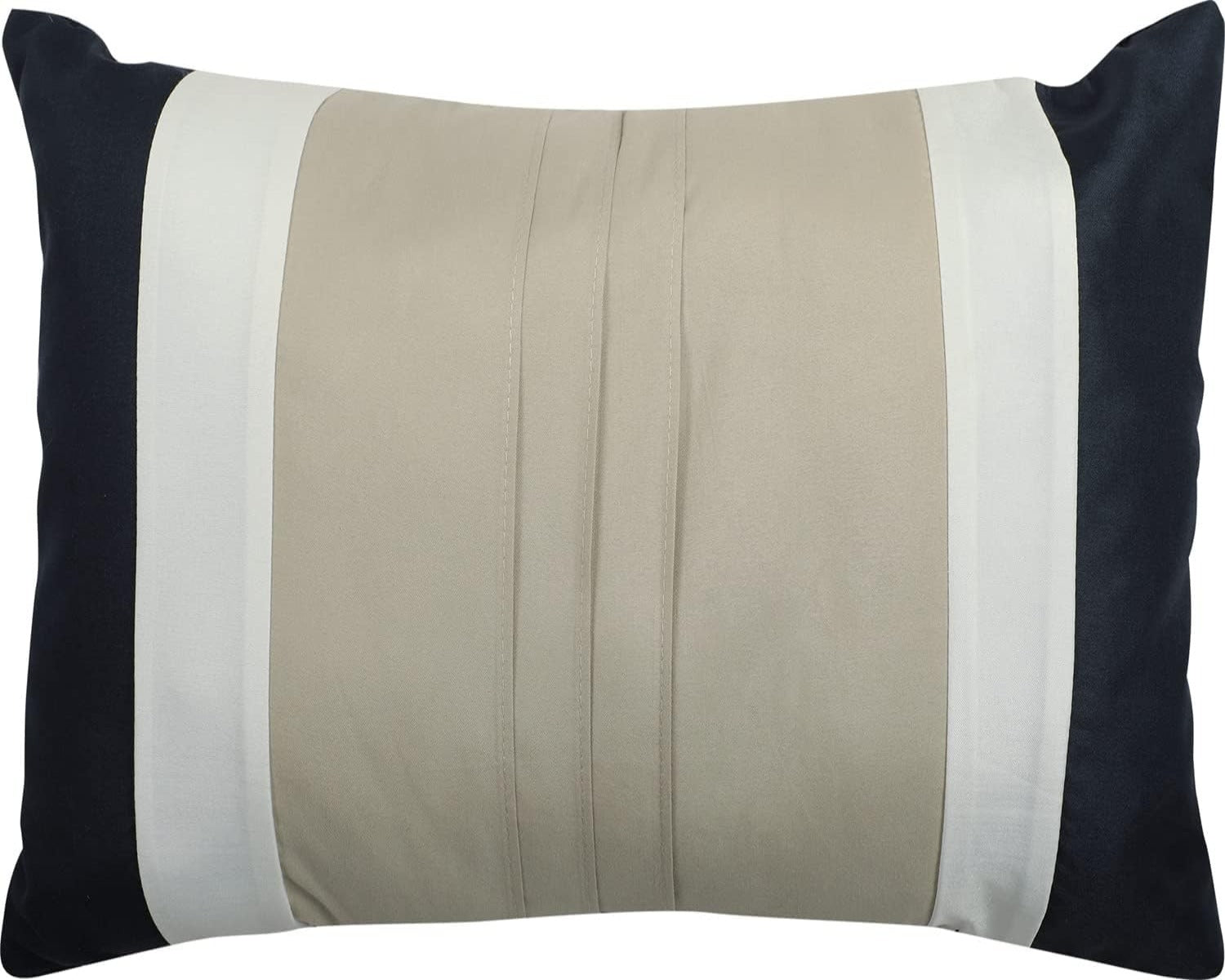 Rectangular Pleated Cotton Cushion Cover Beige and Black - Aura Living