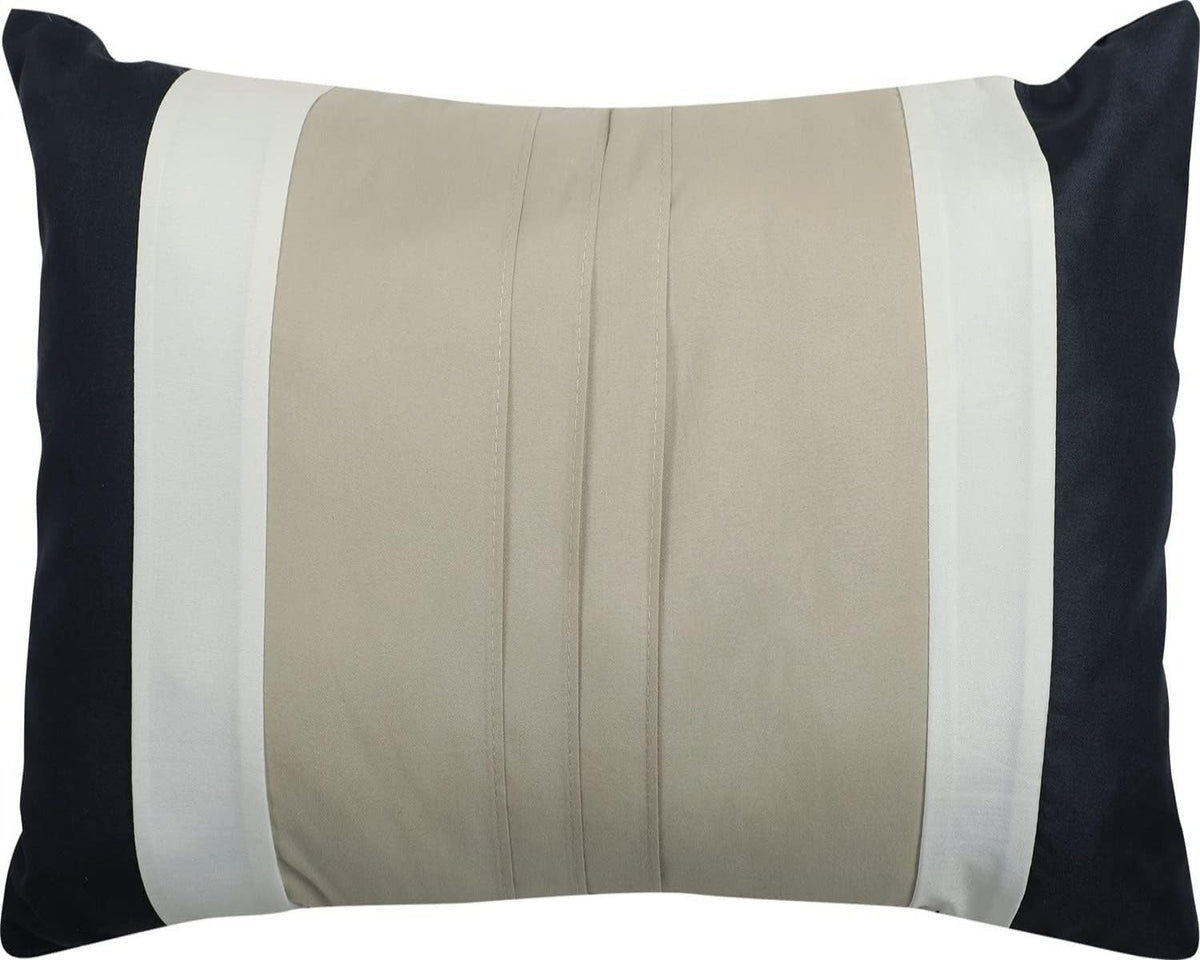 Rectangular Pleated Cotton Cushion Cover Beige and Black - Aura Living