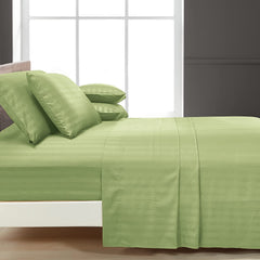 Luxury Strip Satin Bed sheet Set - Green - Aura Living
