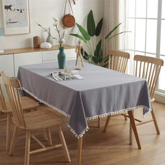 Decorative Tablecloth With Cute Pompoms -