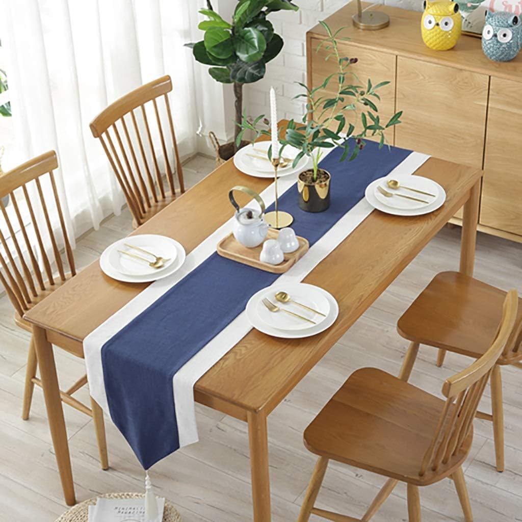 Jute Table Runner- White And Navy - Aura living