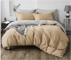 300 Tc Plain Dyed Reversible Cotton Duvet Cover Set - Royal Blue ang Light grey - Aura living