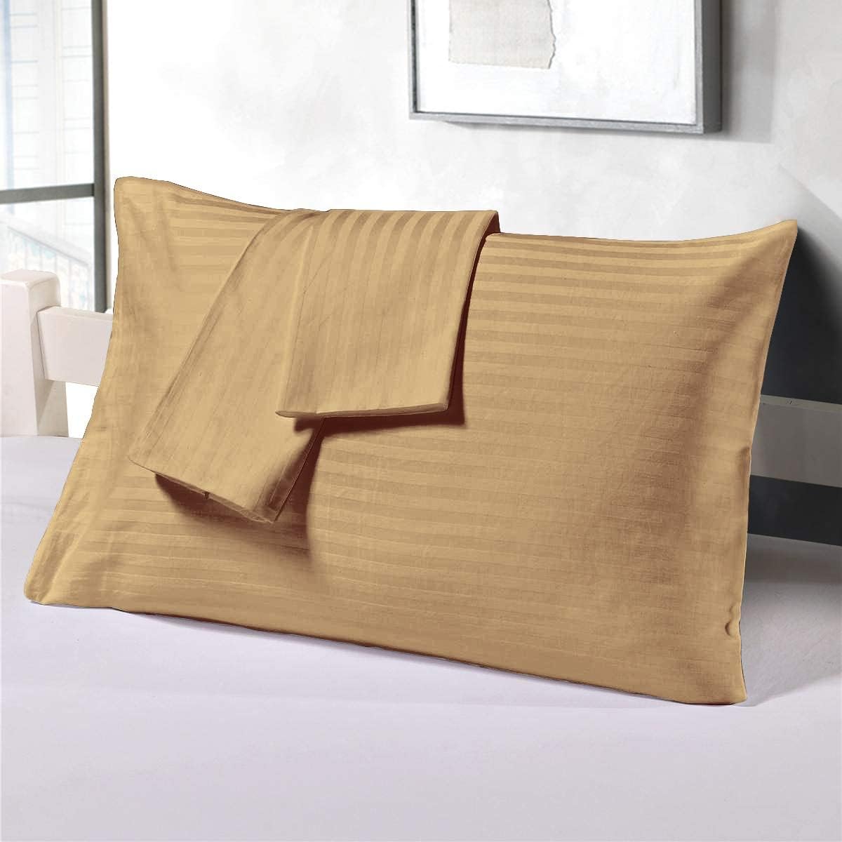 Pack of 2 Luxury Satin strip pillow covers