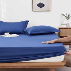 Dark Blue Egyptian Cotton Fitted Sheet Set - Aura living