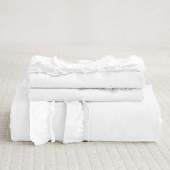 Luxury Cotton Frilled Duvet Set-White - Aura Living