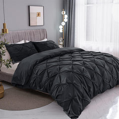 Luxury Cotton Satin Pintuck Duvet Cover Set - Dark Grey - Aura Living