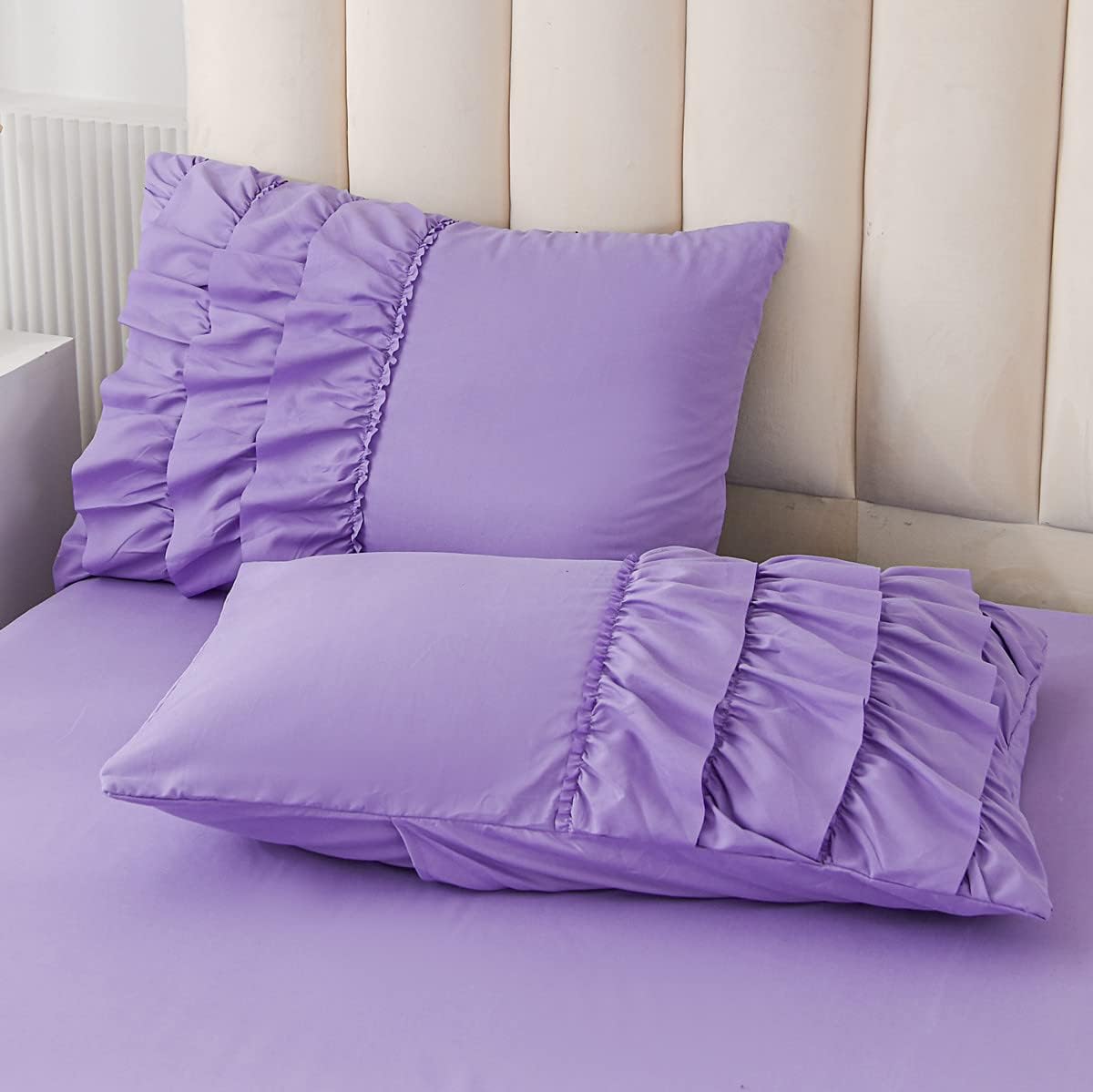Luxury Cotton Frilled Duvet Set -Lilac - Aura Living