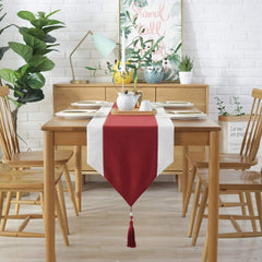 Jute Table Runner- White And Red - Aura living