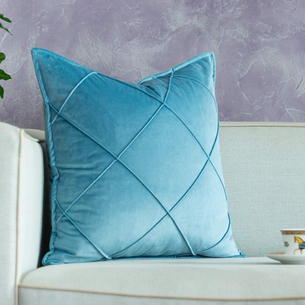 Pack of 2 Velvet Decorative Cross Pleated Cushions - Aura living