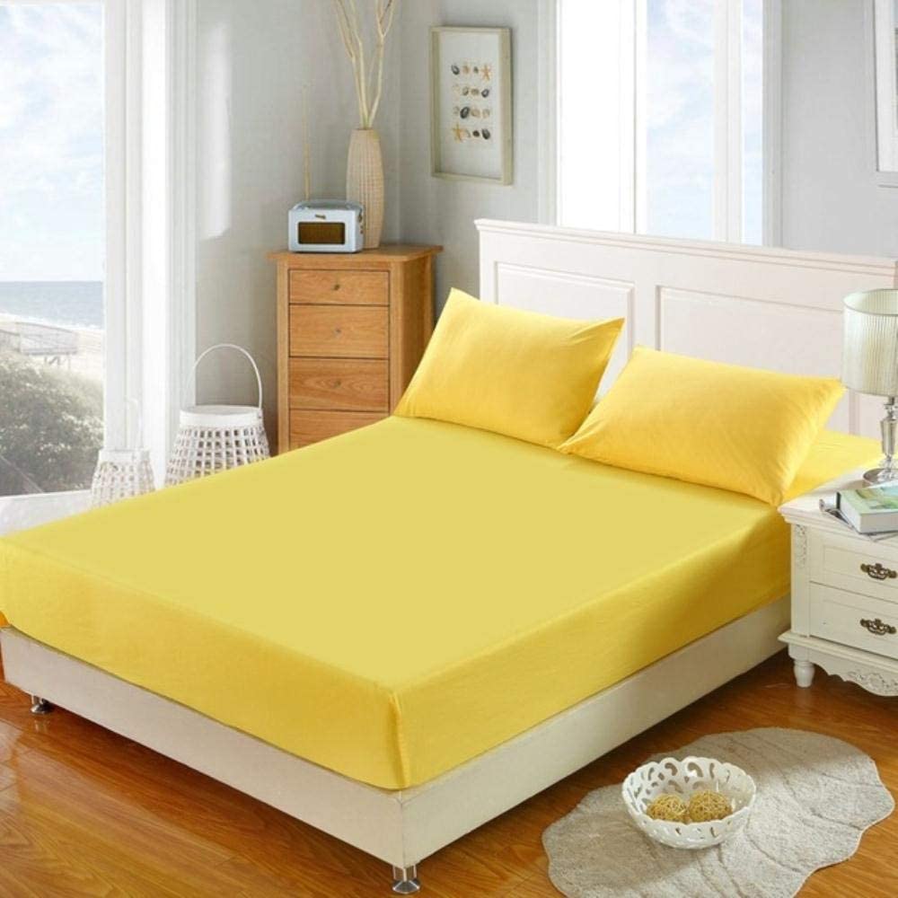 Rich Cotton Fitted Sheet with Pillow covers - Yellow