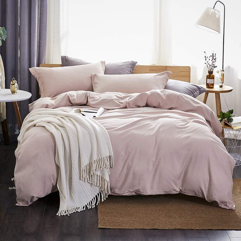 Plain Dyed Duvet Cover Set-Pink Mocha - Aura Living