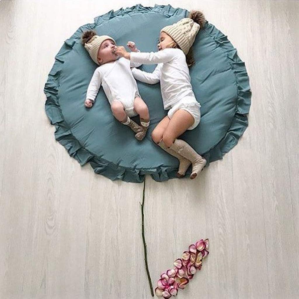 Round Style Baby Rug With Frill - Teal - Aura Living
