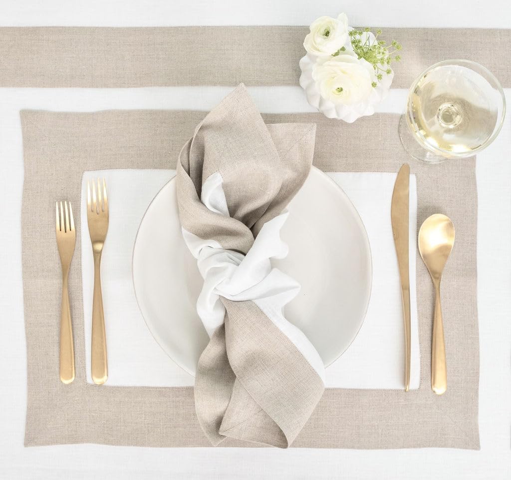 Plain Cotton Bordered Placemats, Sets - Aura Living