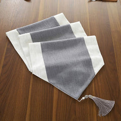 Jute Table Runner- White And Grey - Aura Living