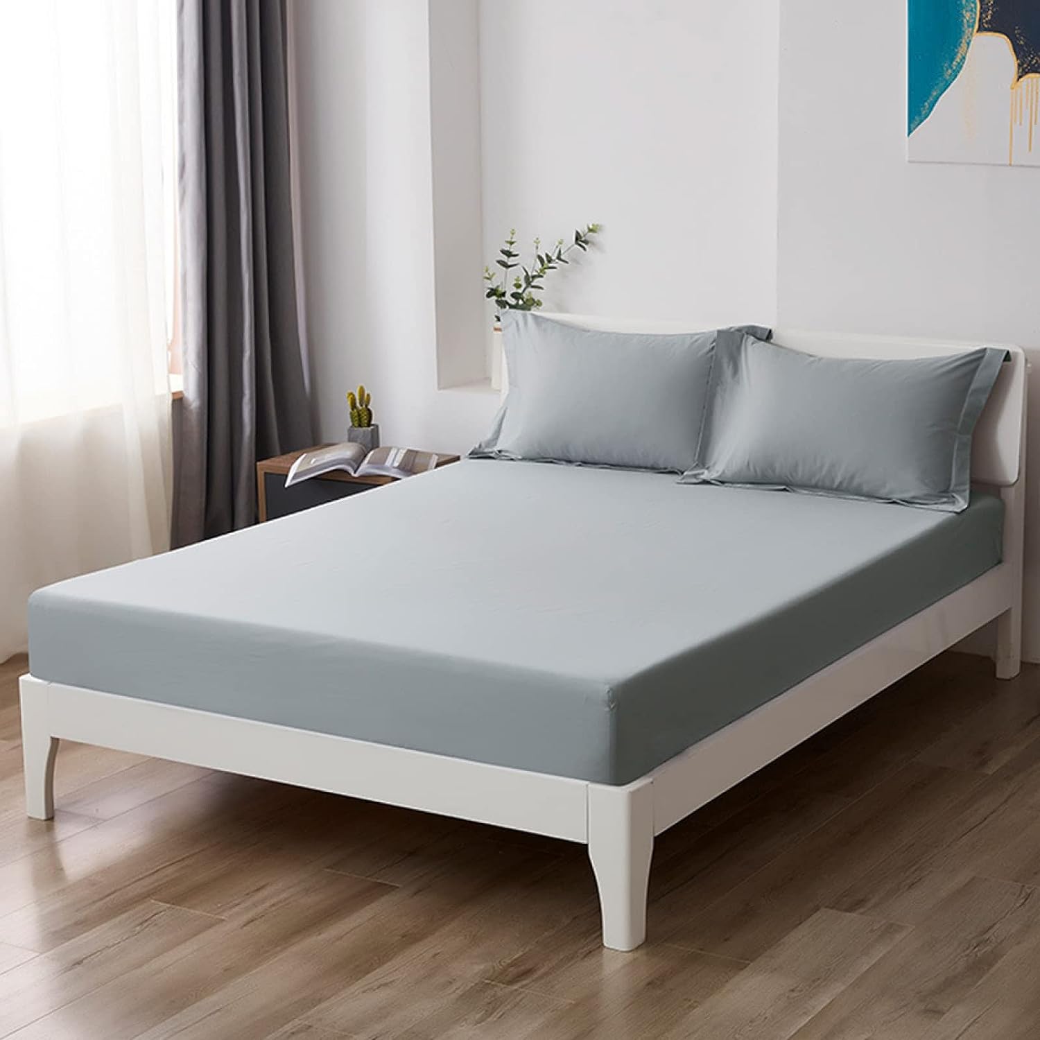 Grey Egyptian Cotton Fitted Sheet Set - Aura living