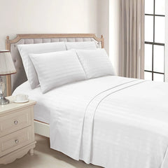 300 TC Luxury Hotel Style Strip Satin Bed sheet Set - Aura Living