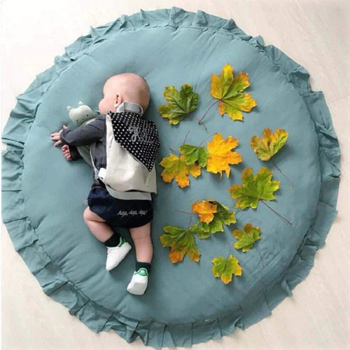 Round Style Baby Rug With Frill - Teal - Aura Living