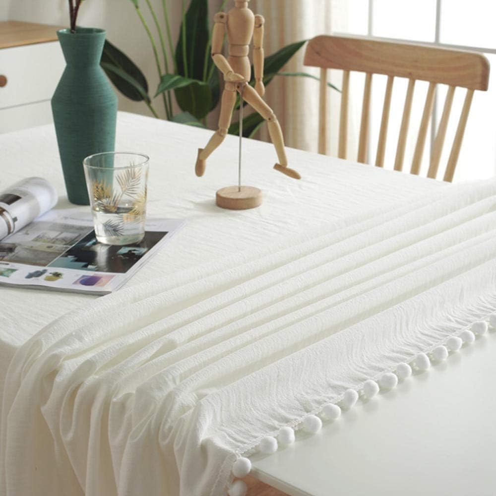 Decorative Tablecloth With Pompoms - White - Aura living