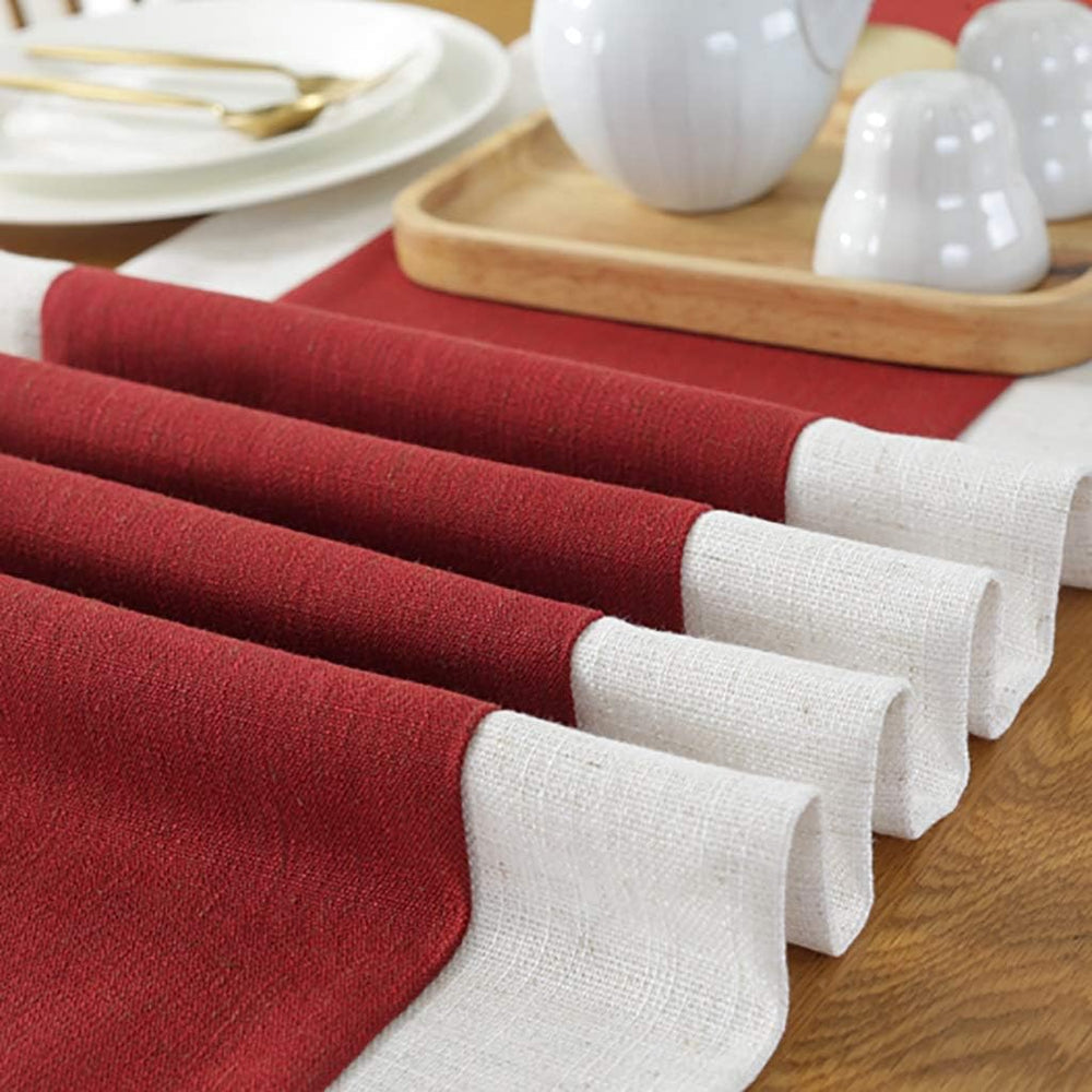Jute Table Runner- White And Red - Aura living