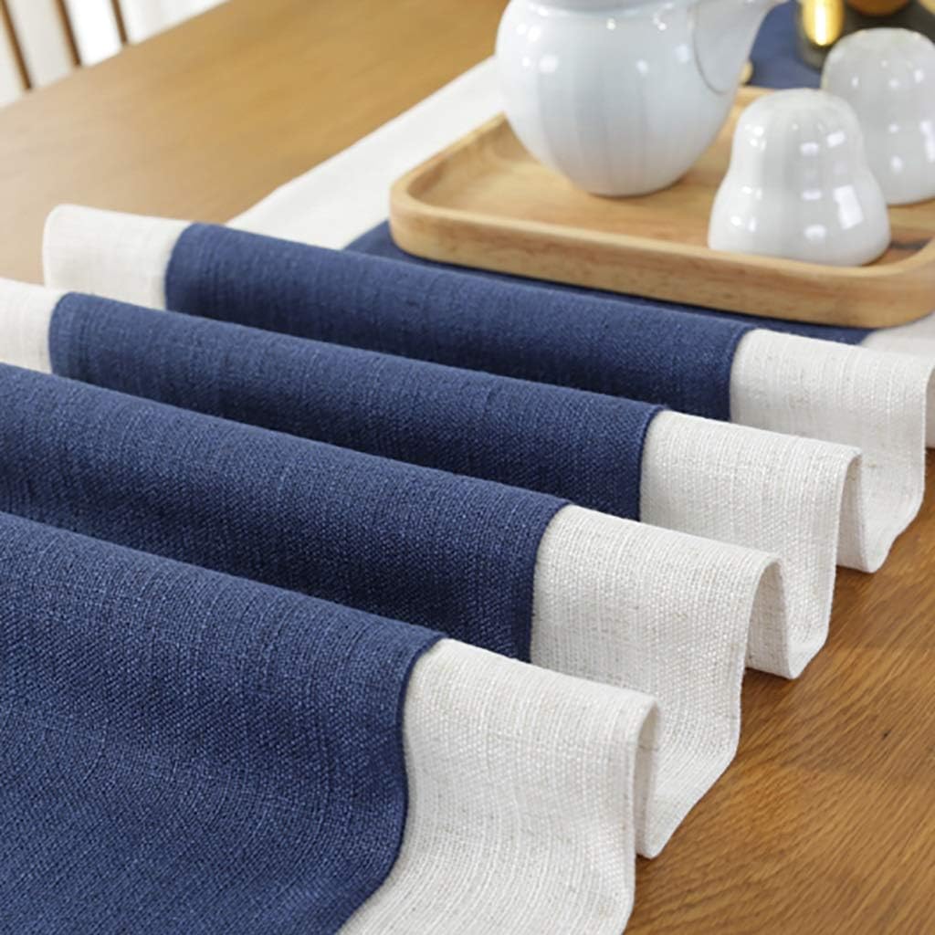Jute Table Runner- White And Navy - Aura living