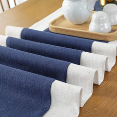 Jute Table Runner- White And Navy - Aura living