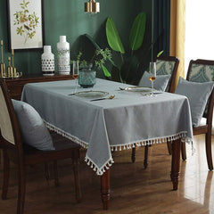 Decorative Tablecloth With Tassel - Grey - Aura Living