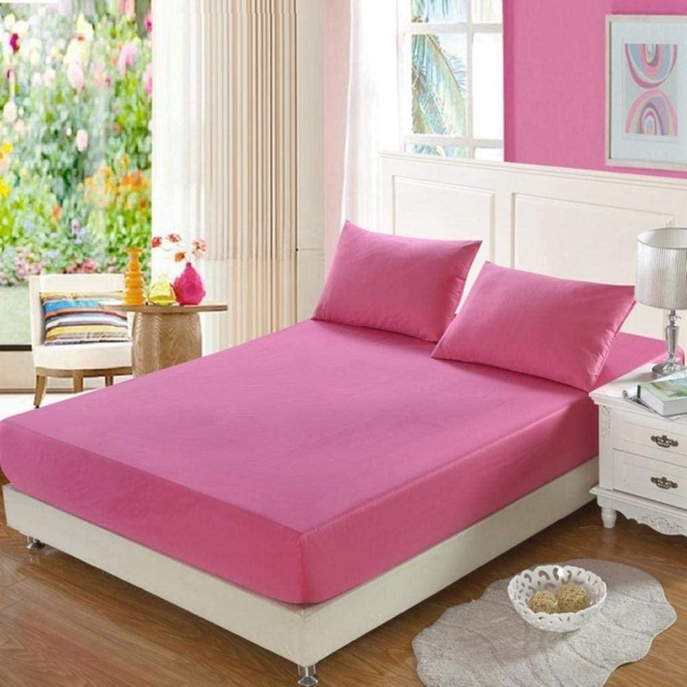 Rich Cotton Fitted Sheet with Pillow covers - Pink