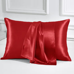 Mulberry Silk Pillowcase Pair Red - Aura Living