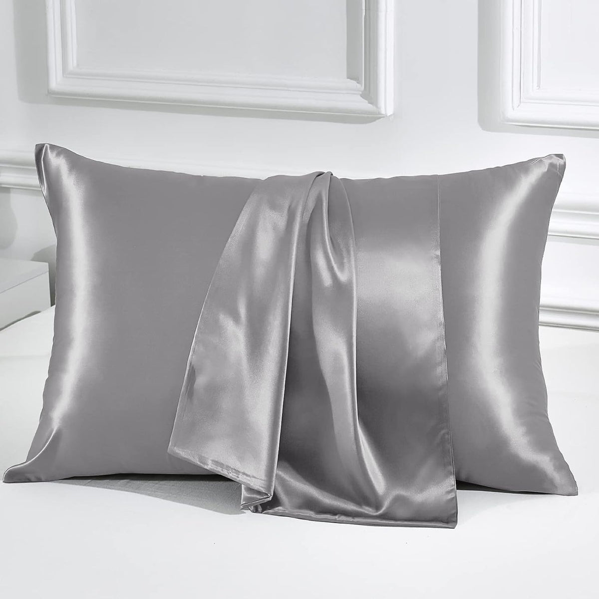 Mulberry Silk Pillowcase Pair Grey - Aura Living