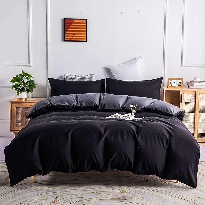 300 Tc Plain Dyed Reversible Cotton Duvet Cover Set - Royal Blue ang Light grey - Aura living
