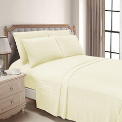 Luxury Strip Satin Bed sheet Set - Creem - Aura living