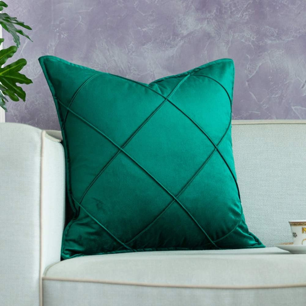 Pack of 2 Velvet Decorative Cross Pleated Cushions - Aura living