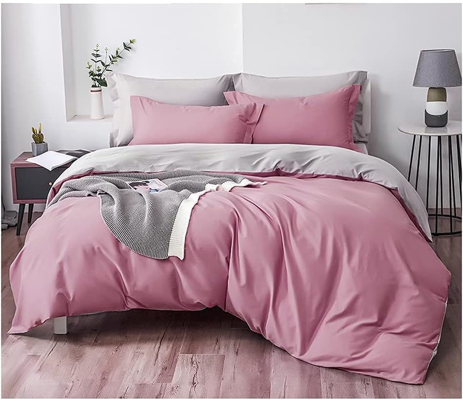 300 Tc Plain Dyed Reversible Cotton Duvet Cover Set - Royal Blue ang Light grey - Aura living
