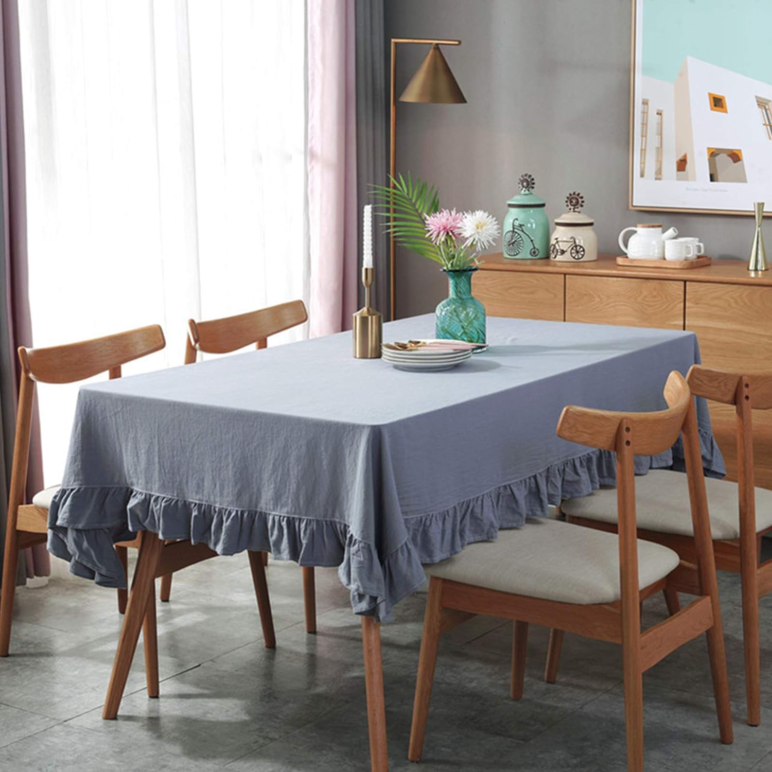 Decorative Cotton Tablecloth -With Frilled Bordered