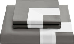 Grey And White Luxury Multi Box Egyptian Cotton Duvet Set - Aura Living