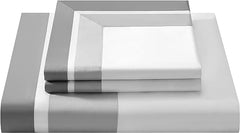 White And mid Grey Bordered Luxury Egyptian Cotton Duvet Set - Aura living