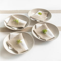 Cotton Luxury Dining Set Mited Corner Bordered - Dark Beige and White - Aura living