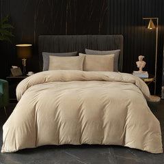 Luxury Velvet Duvet Cover Set - Beige - Aura living