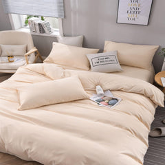 Plain Dyed Cotton Duvet Cover Set - Khaki - Aura Living