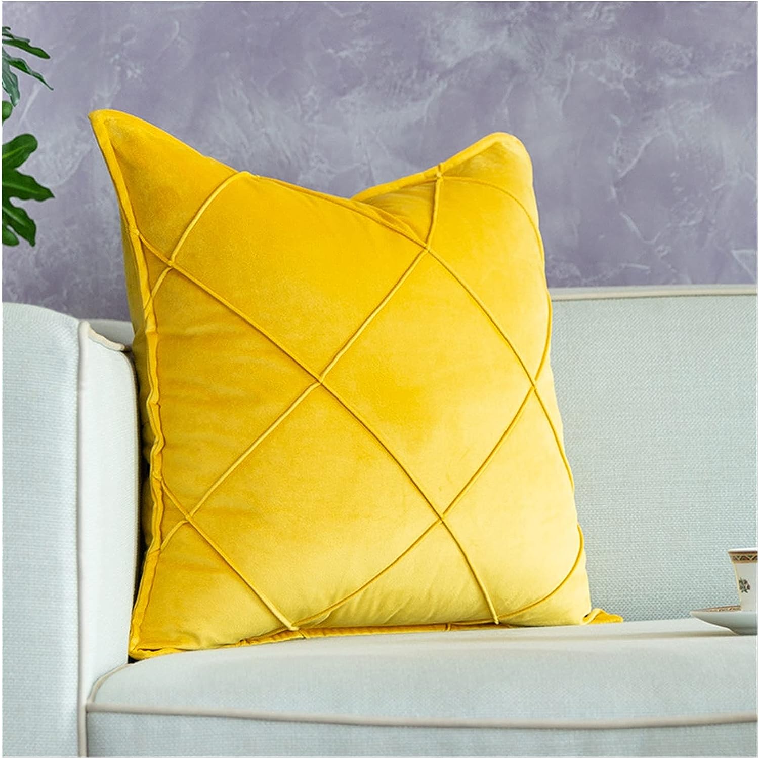 Pack of 2 Velvet Decorative Cross Pleated Cushions - Aura Living