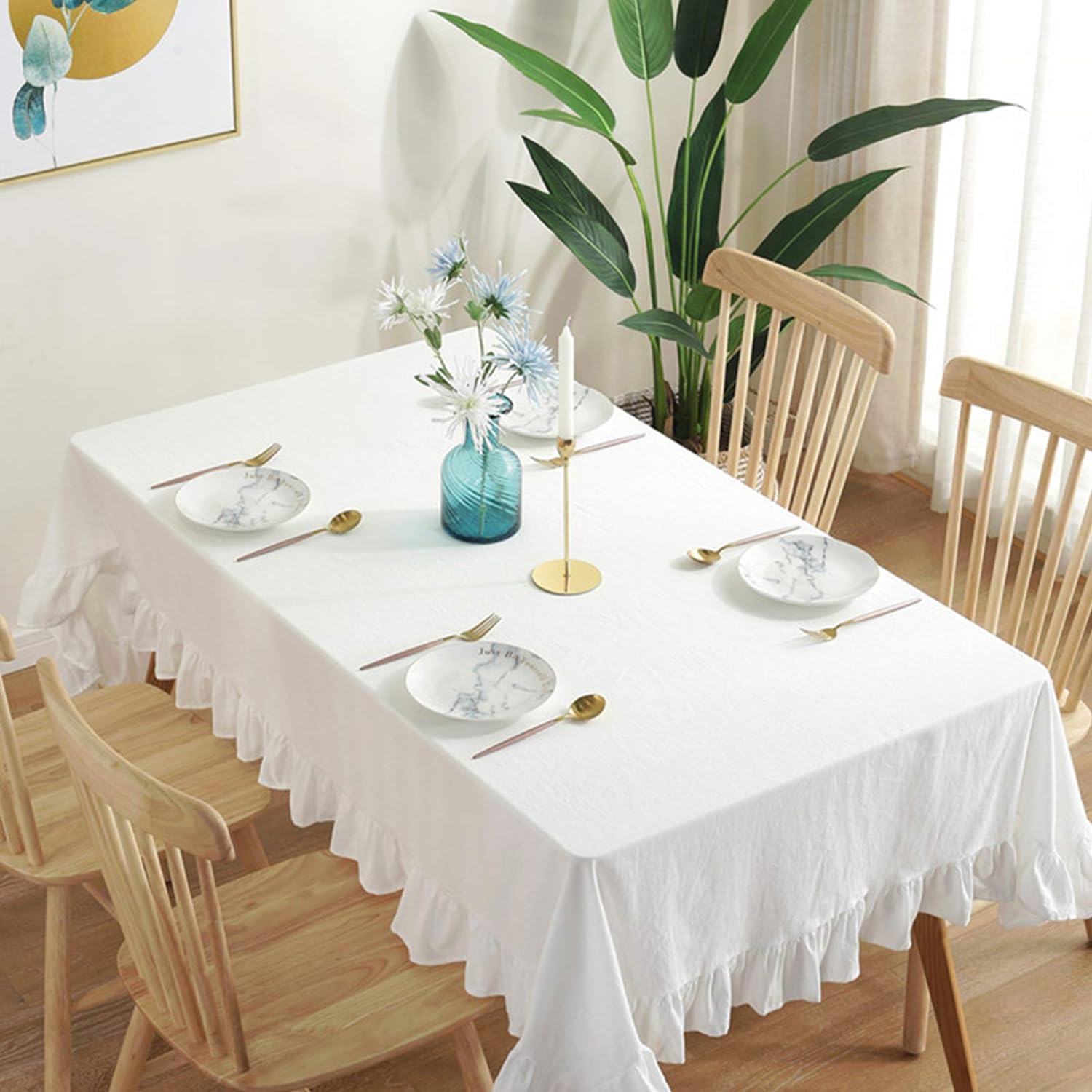 Decorative Cotton Tablecloth -With Frilled Bordered