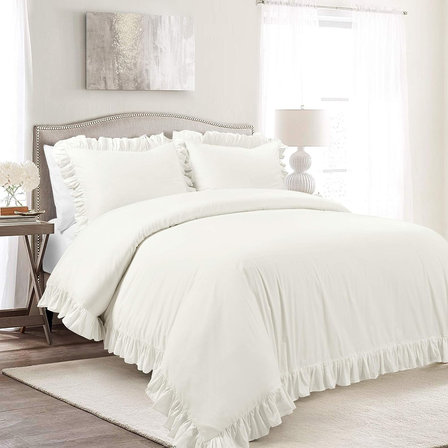 Luxury Cotton Frilled Duvet Cover Set - Beige - Aura Living