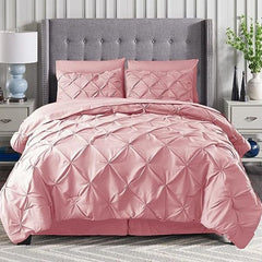 Luxury Cotton Satin Pintuck Duvet Cover Set - Dusty Pink - Aura Living