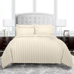 Luxury100% Egyptian Cotton Satin Stripe Duvet Cover Sets Creem - Aura living