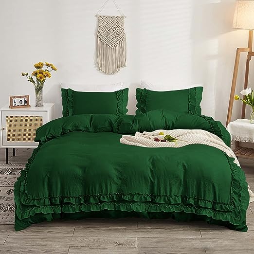 Luxury Cotton Frilled Duvet Set -Burgundy - Aura Living