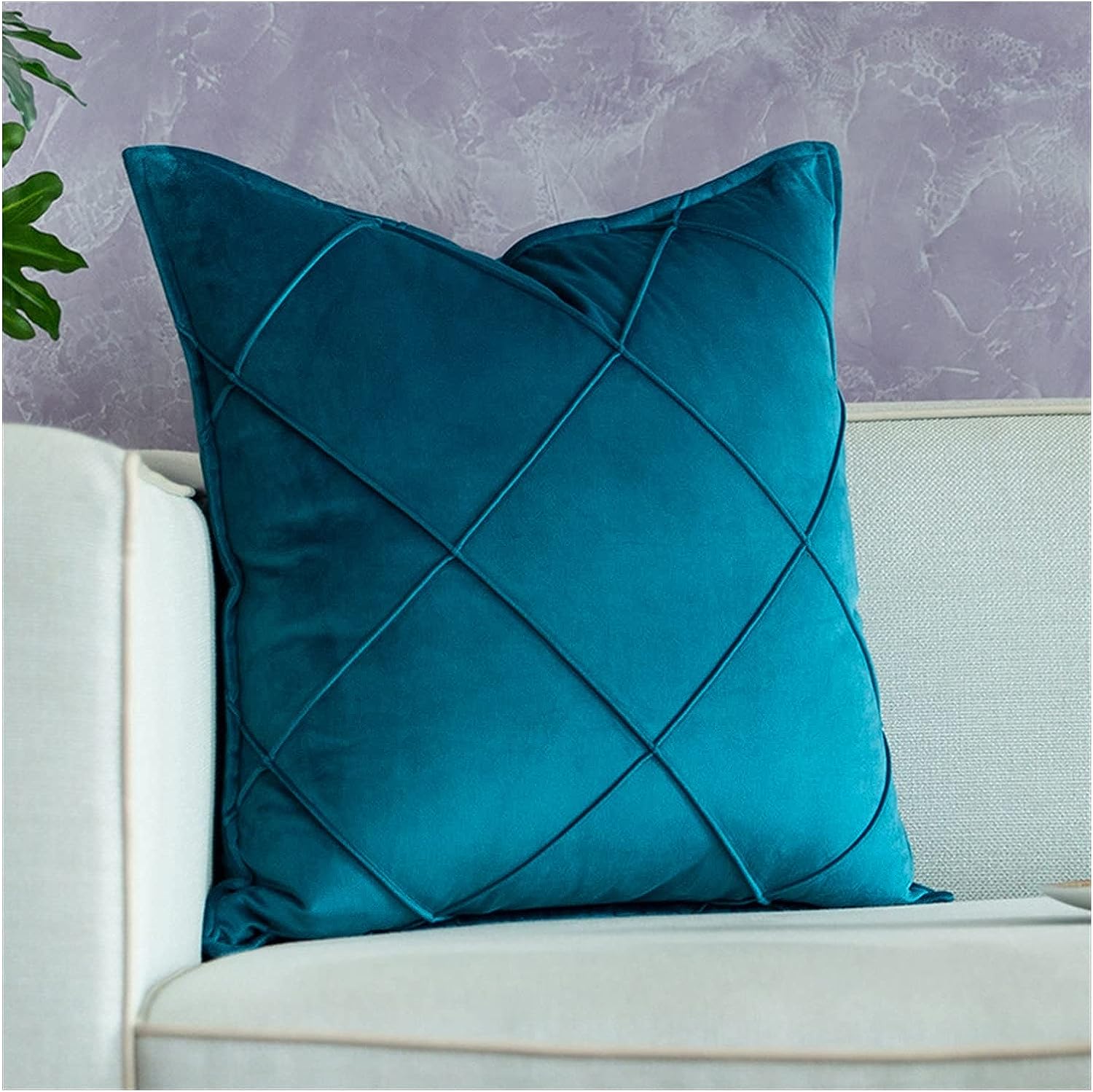 Pack of 2 Velvet Decorative Cross Pleated Cushions - Aura Living