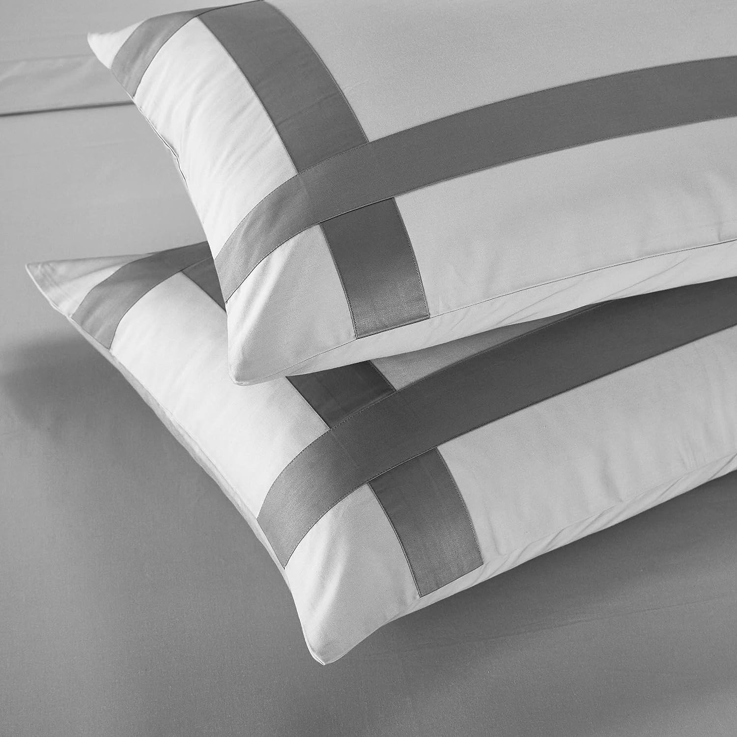 Luxury Multi Box Egyptian Cotton Duvet Set - Silver With Grey Strip - Aura Living