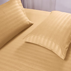 Luxury Strip Satin Bed sheet Set - Gold - Aura Living