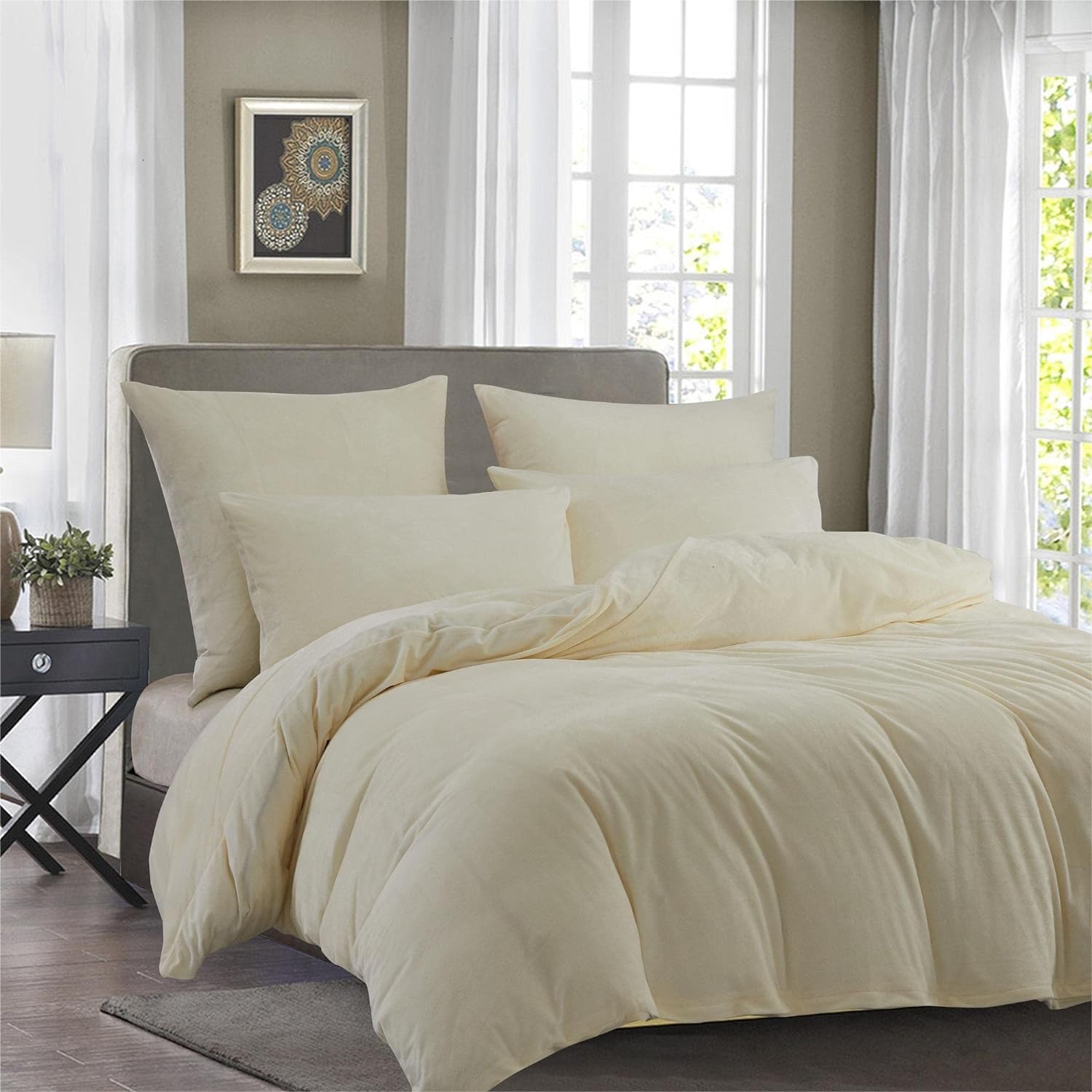 Luxury Velvet Duvet Cover Set - Off White - Aura Living